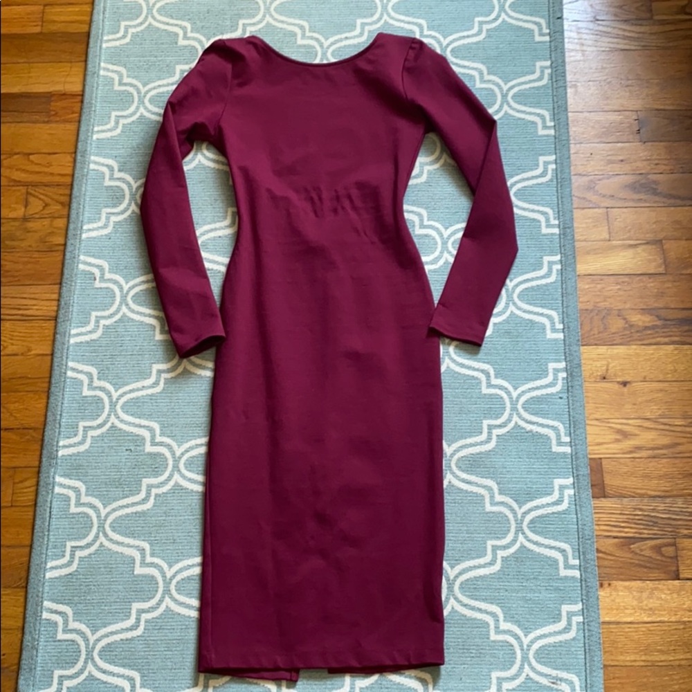 Wine long sleeve dress